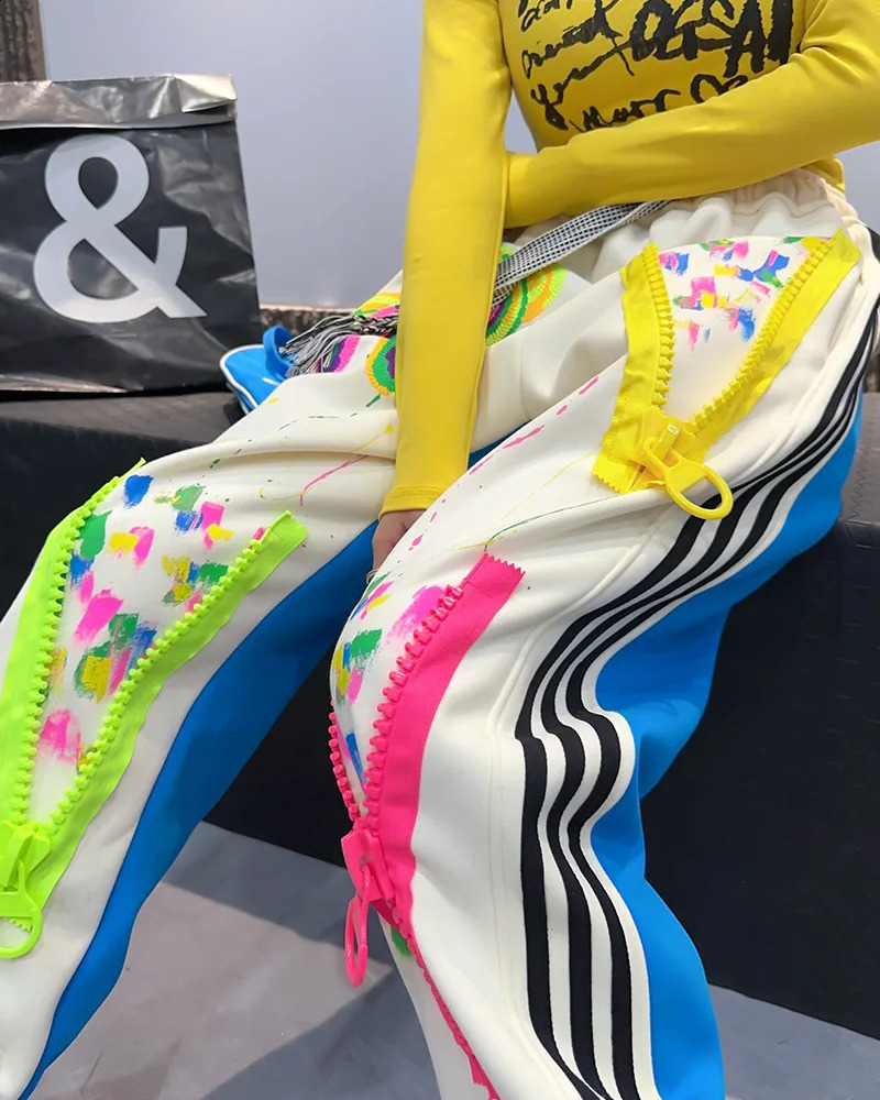 Tie Dye Graffiti Print Hip Hop Pants Women Y2k Clothes Sweatpants Casual Elastic Waist Jogger Pants Vestidos Streetwear 2024 240809