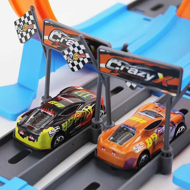 Hot Stunt Speed Double Car Wheels Model Racing Track Diy Assembled Rail Kits Catapult Rail Car Racing Boy Toys for Children Gift Y240809