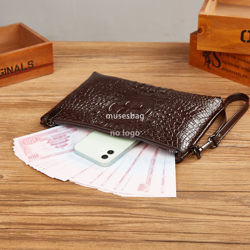 New PU material men's crocodile print clutch bag storage bag youth large capacity official bag clutch bag
