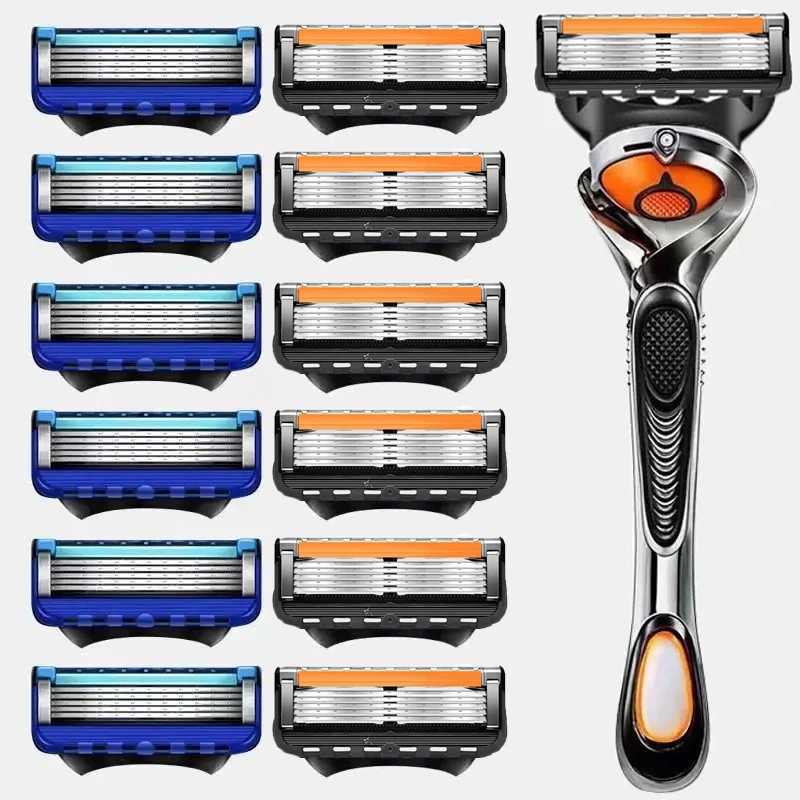 2024 Black/Blue Mens Classic Manual Shaver Retro Washed Shaver Blade Sharp Blade Anti Scratch Five Layer Shaver W240809