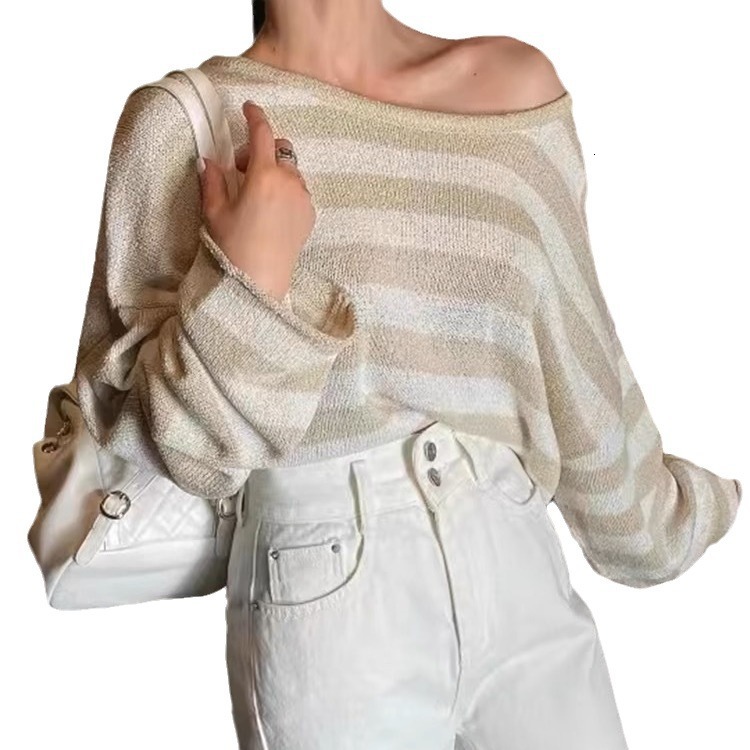 Korean Chic Autumn/Winter French Lazy Style Back Twisted Design Loose and Versatile Thin Long Sleeve Knitted Top for Women dongdumaoyi