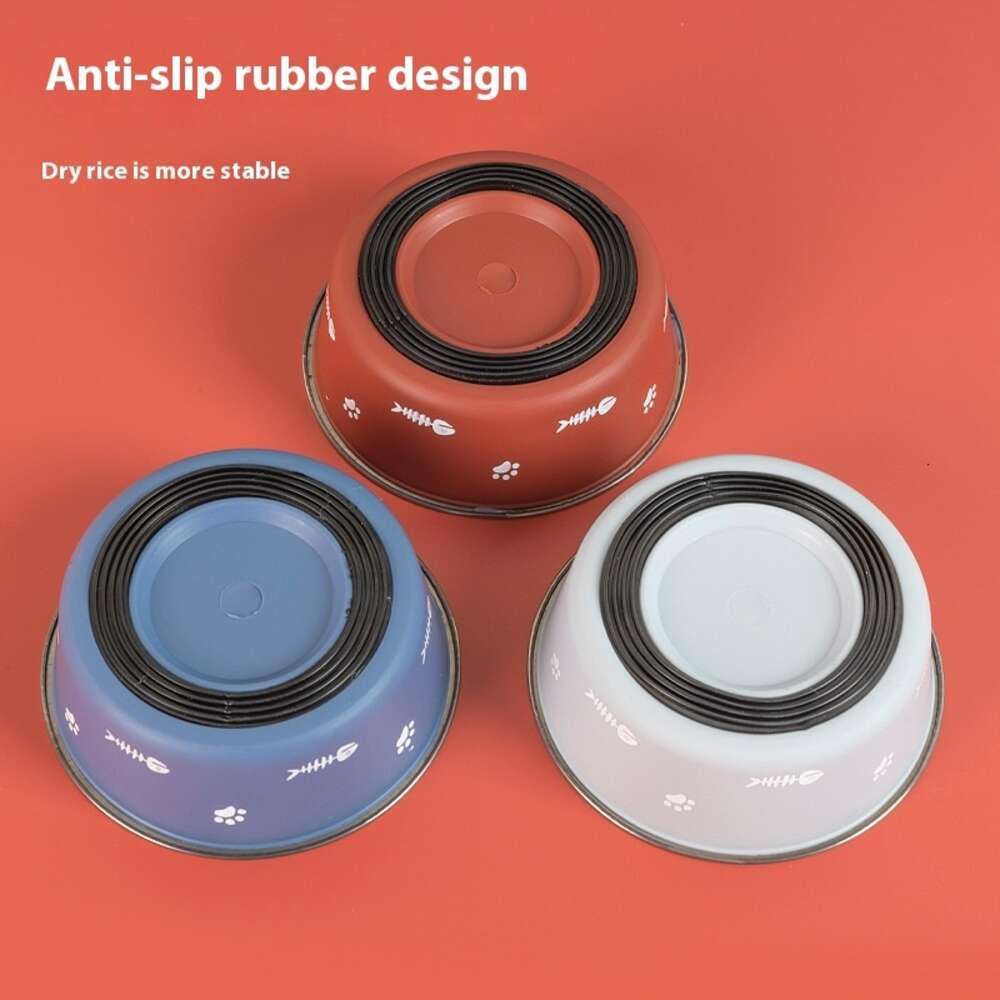 New Double Layer Thickened or Absorbing Non slip Pet Nordic Style Stainless Steel Dog Bowl, Cat Bowl