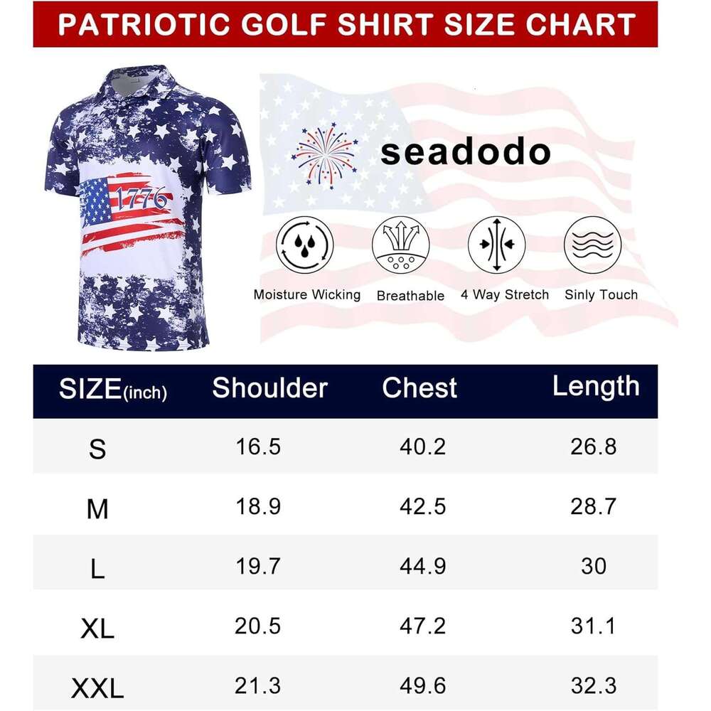 Fashion Mens Polo shirt Mens American Flag Golf Shirts 4th of July Polo Shirt Dry Fit USA Patriotic Polos shirts tshirt Casual tops summer Short sleev