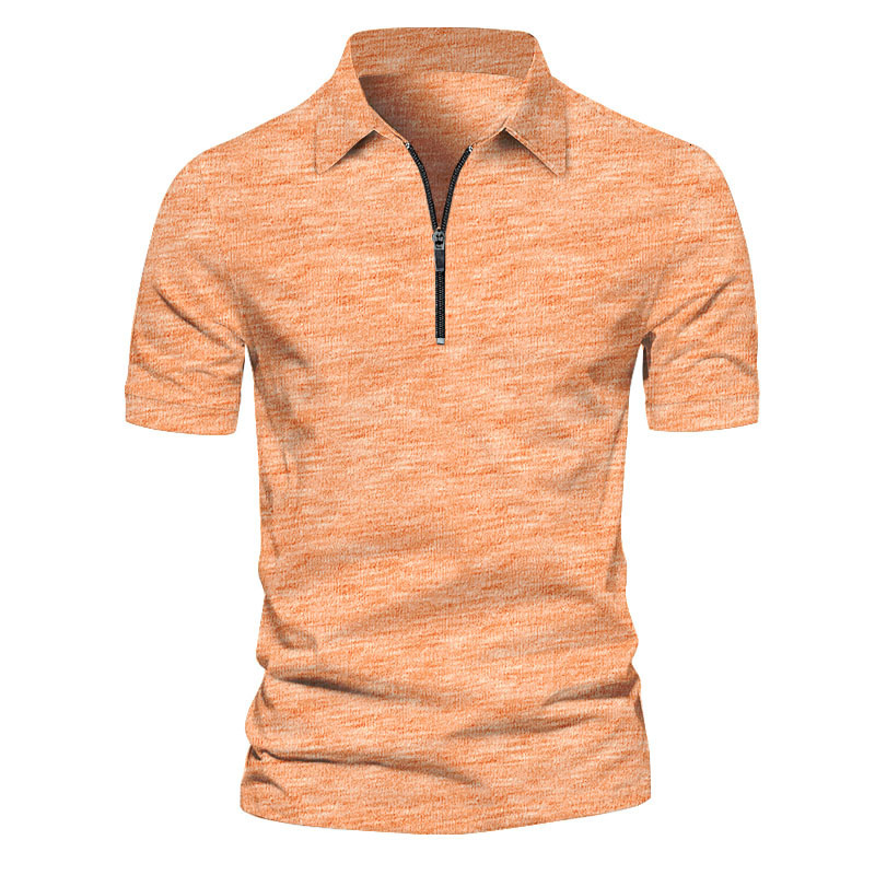 Summer New Mens Short Sleeved Zipper Tie Dyed Striped Polo Shirt Top