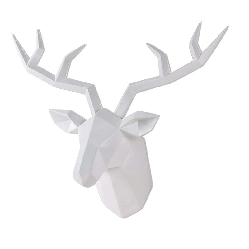Deer Head Resin Statue For Wall Decoration Animal Figurine Living Room Wall Mount Decor Deer Sculpture Interior Decoration 240809
