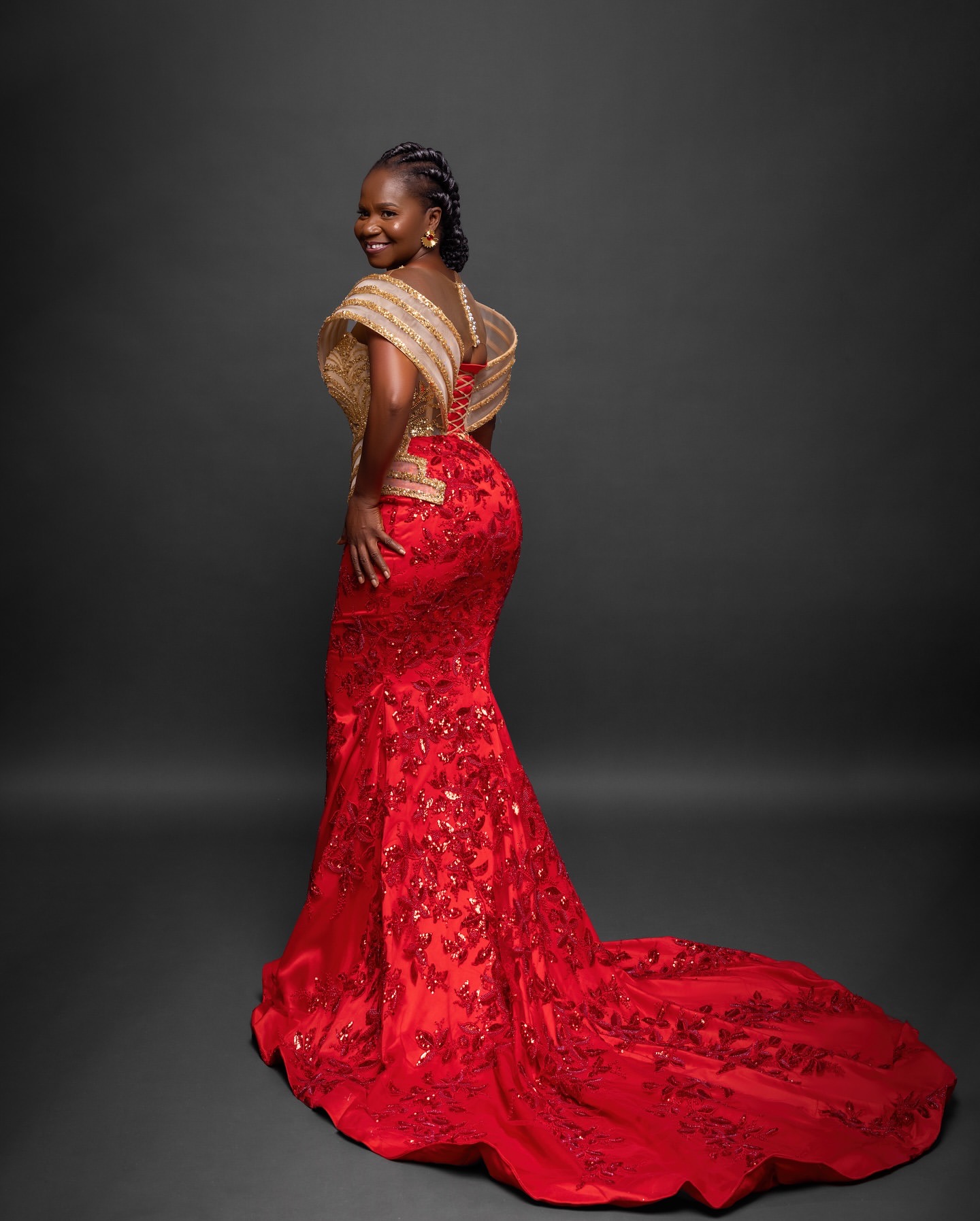 2024 Plus Size Red Mermaid Prom Dress Lacefull Promdress Sheer Neck Evening Formal Party Second Reception Birthday Engagement Gowns Dresses Zj664 0912