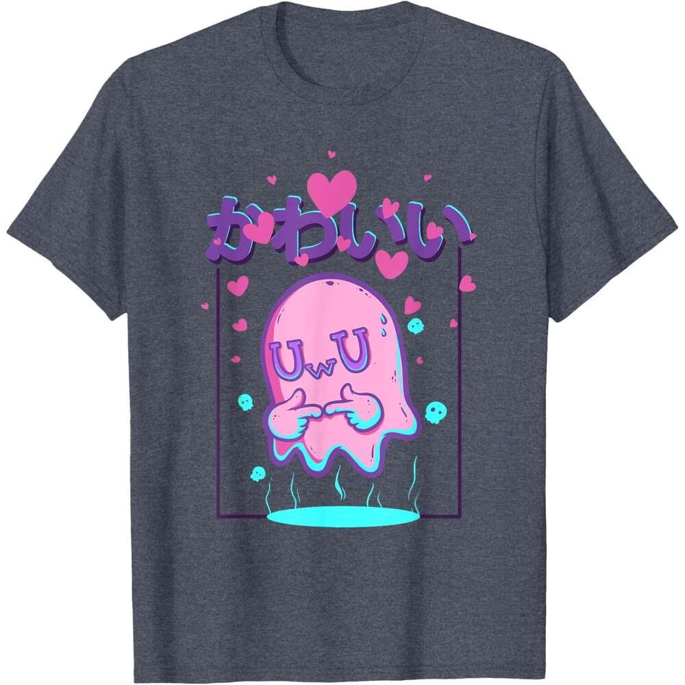 T shirt for Mens Kawaii Uwu Ghost Anime Japanese Manga Otaku Halloween T-Shirt Shirts Tshirt Graphic Tee Casual Tops Clothes Short sleeve