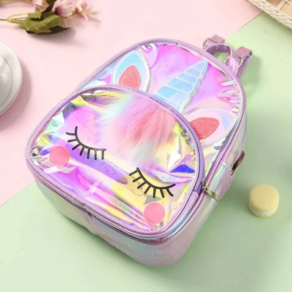 Toddler Kids Unicorn Waterproof TPU School Bag Jelly Backpack Children Kids Lovely Animal Laser Fashion Cartoon Shoulders Bag Y240809