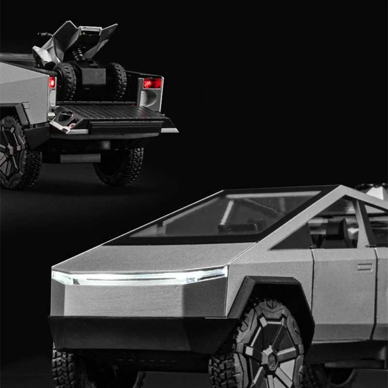 1/32 Scale Cyber Truck Pickup Alloy Diecast with Realistic Sound & Light, Off-Road Vehicle Model for Kids dh911125171
