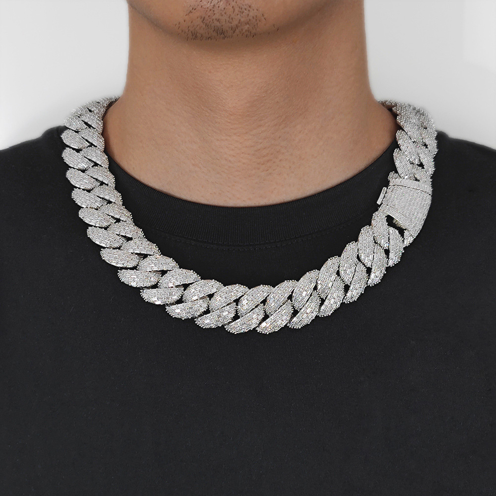 24mm Hip Hop Bubble Cuban Link Chain Necklace Bracelet 5A T Zircon Gold Plated