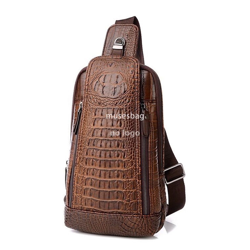 New high quality PU leather men's chest bag crocodile single shoulder crossbody bag Fashion single shoulder bag business men's bag