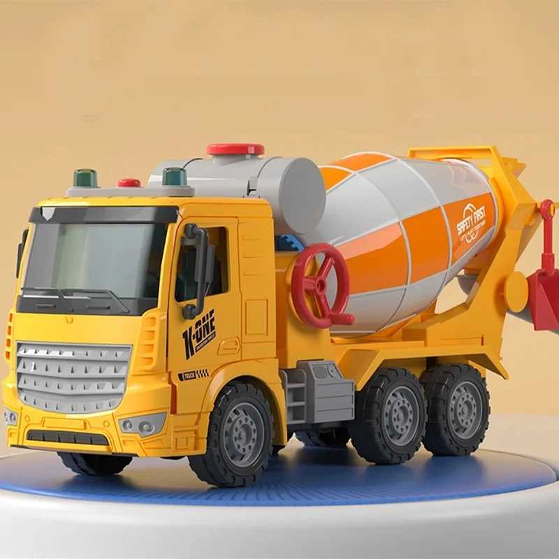 Large Simulation Engineering Mixer Truck Model Inertia Transporter Concrete Cement Truck Light Music Children Toys Gift Y240809