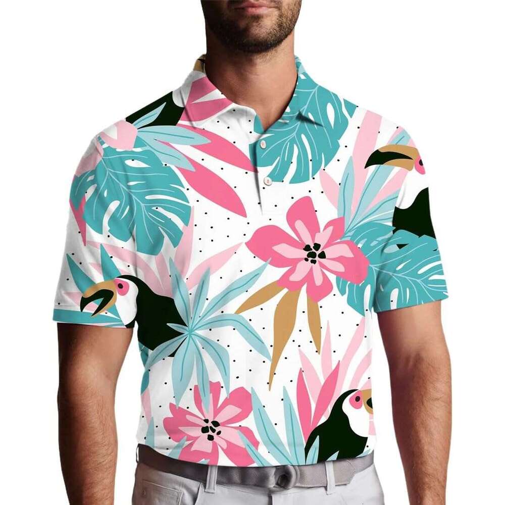Fashion Mens Polo shirt trend Mens Golf Shirt Print Performance Polo Quick-Dry Shirts for Men Polos shirts tshirt Casual tops summer clothes Short sle