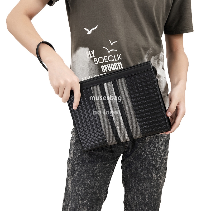 New high quality clutch bag Men's embroidered striped woven Youth clutch envelope Large capacity clutch bag cross-border