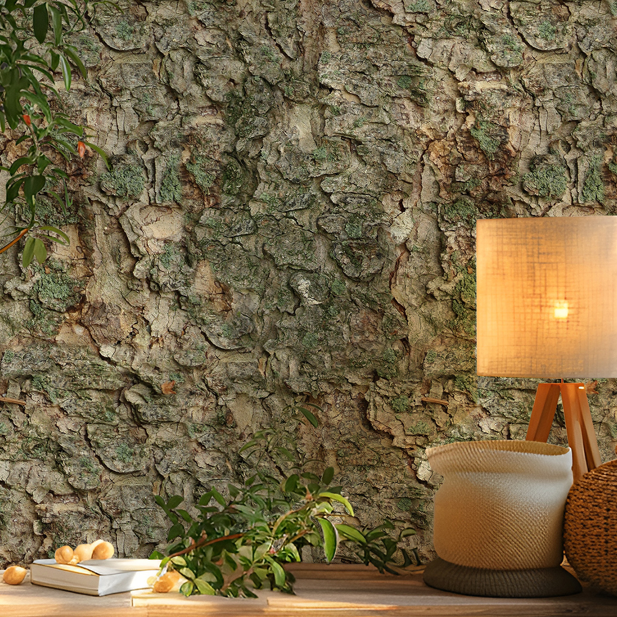 Cross border wallpaper retro simulation wood grain bark pattern personalized 3D waterproof and moisture-proof home decoration