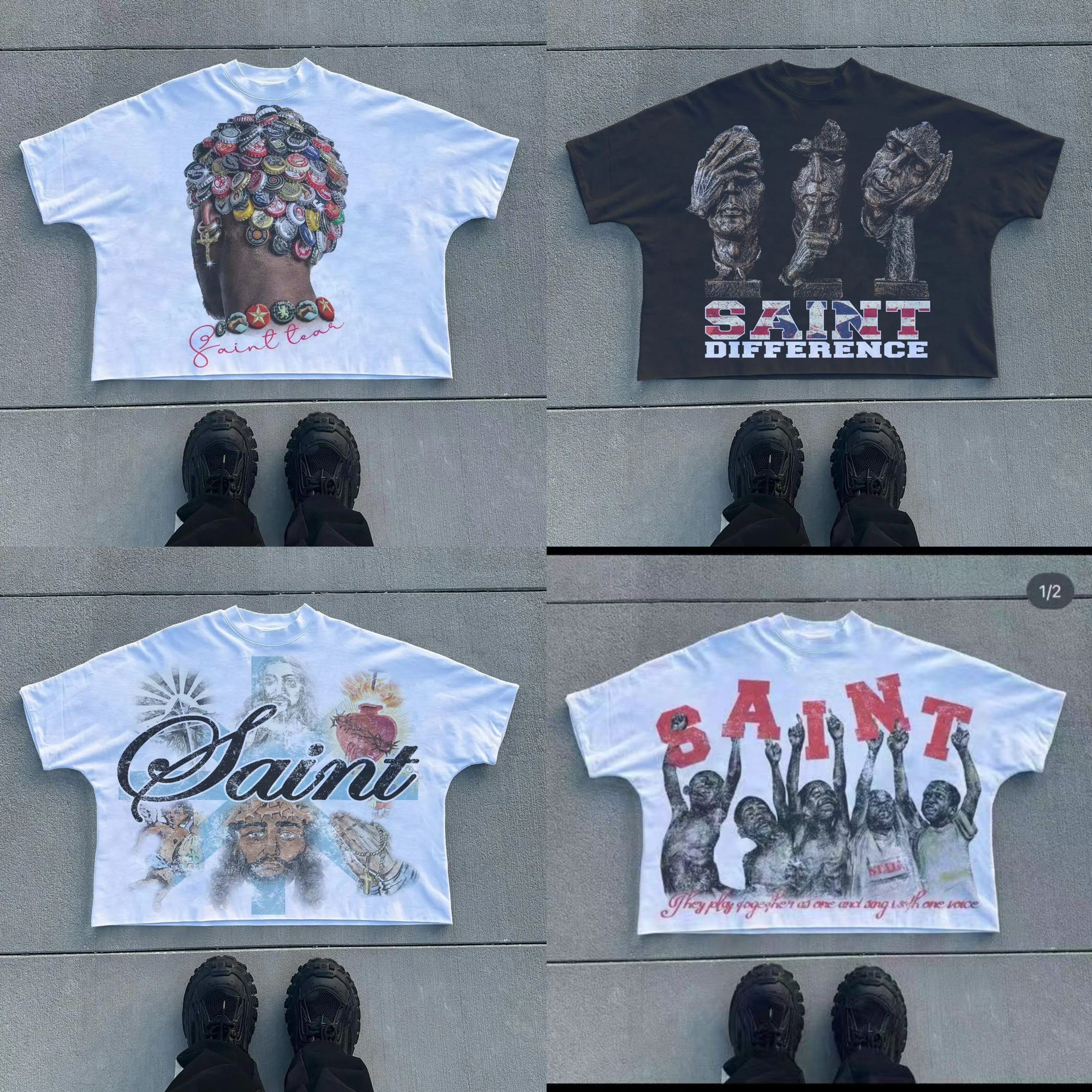 Fashion Letter Print Loose T-shirt Men Women High Street Round Neck Short Sleeves T Shirts