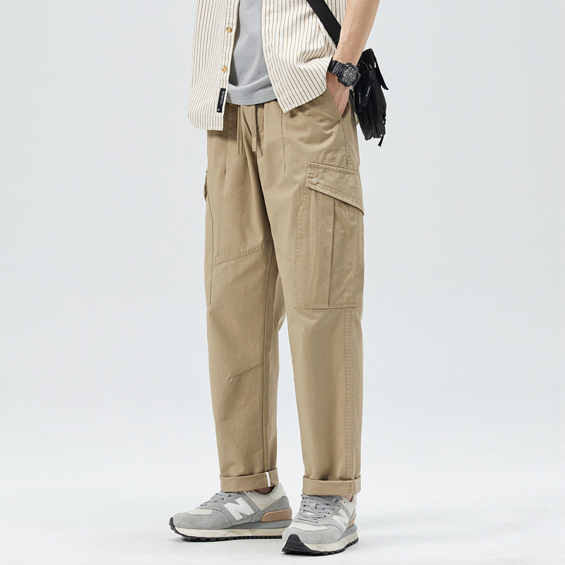 Work Pants for Men Trendy and Fashionable Loose Straight Leg Pants Spring and Summer Loose Sports Pants Trendy style Pure Cotton Casual Pants