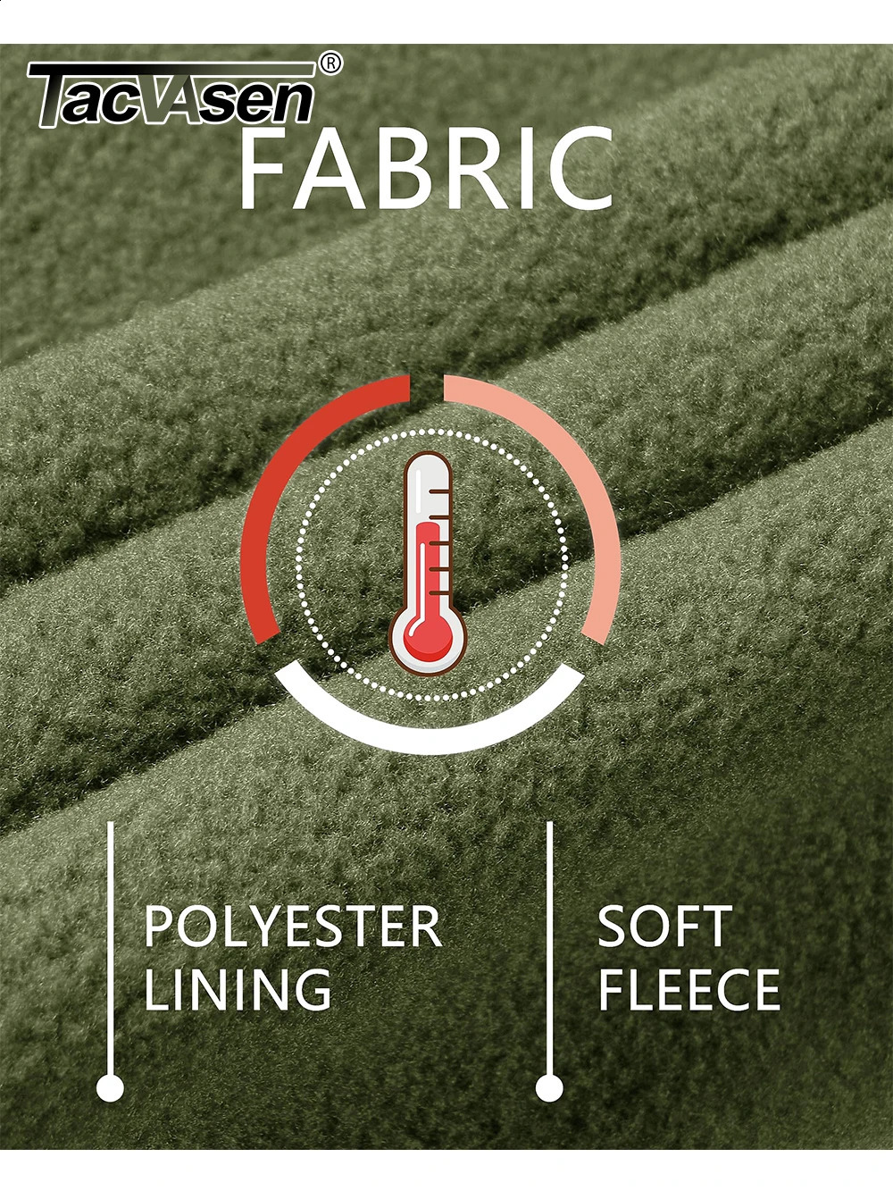 TACVASEN Spring Winter Fleece Jacket With Hoodie Mens Hooded Fleece Jacket Full-Zip Up Outdoor Windproof Hooded Warm Work Coat 240809