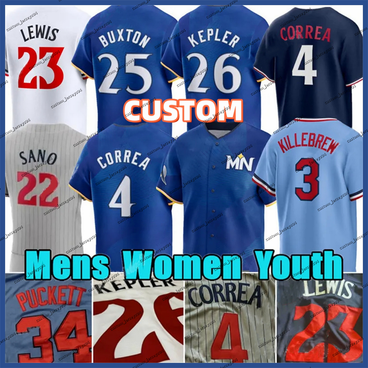 2024 City Connect Royce Lewis 4 Carlos Correa Baseball Jersey Max Kepler Custom Byron Buxton Minnesota Harmon Killebrew Miguel Sano Twins Kyle Farmer Pablo Lopez