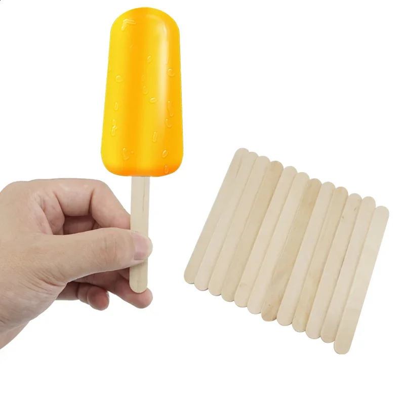 50100pcs Ice Cream Popsicle Sticks Natural Wooden Spoon Hand Crafts Art Lolly Cake Tools 240810