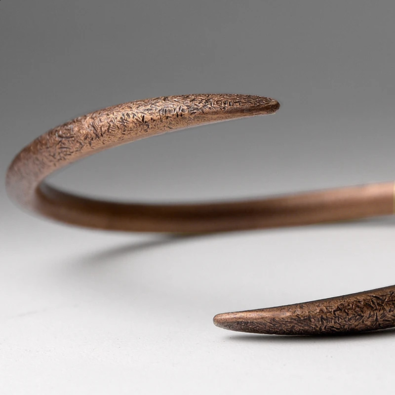 Hand Forged Cuff Solid Copper Bracelet Rustic Metal Do Old Punk Bangle Viking Handmade Jewelry Unisex Couple Lover Accessories 240809