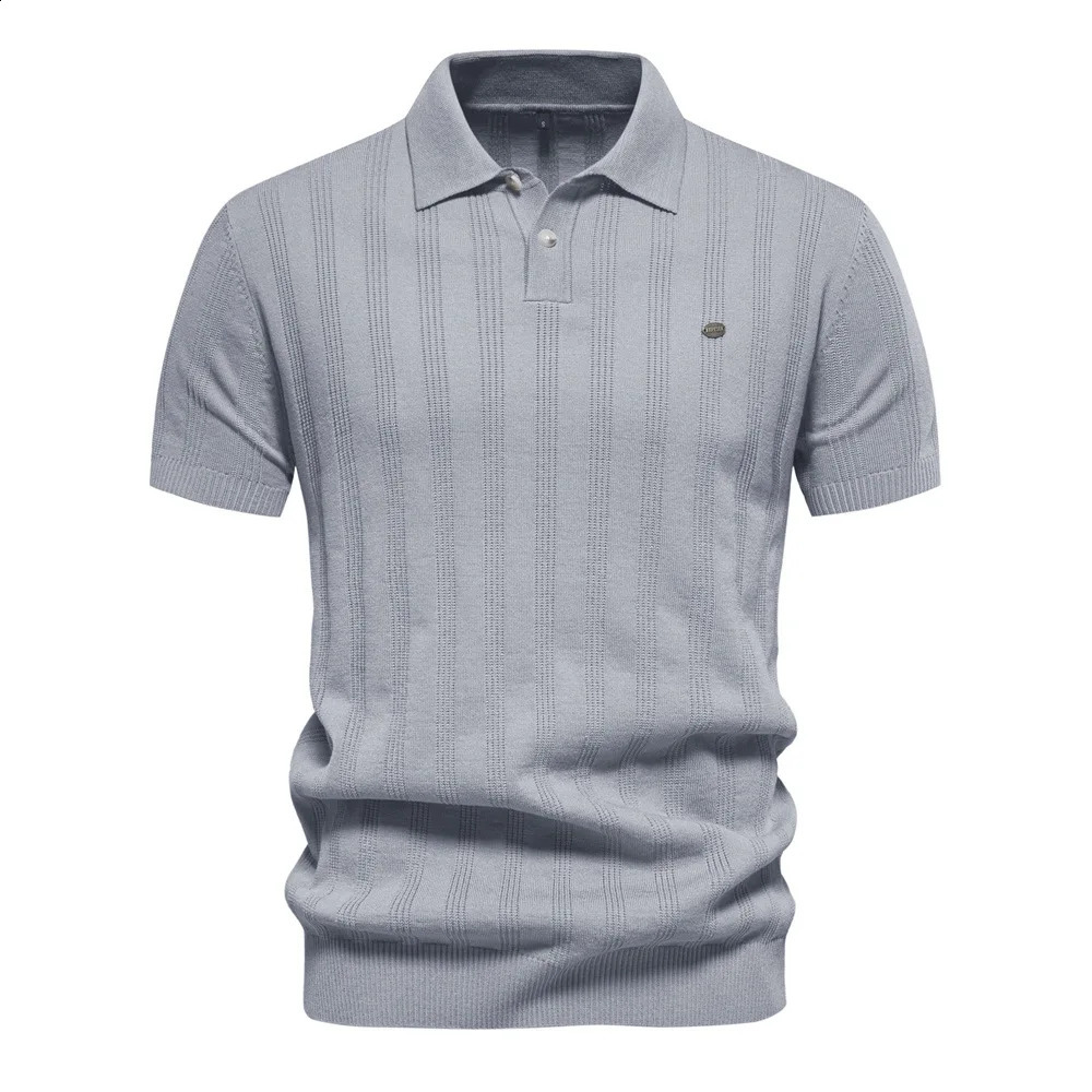 2024 Summer Mens Tshirts High Quality Short Sleeved Lapel Business Casual Knitted Polo Shirt Man Sleeve 240810