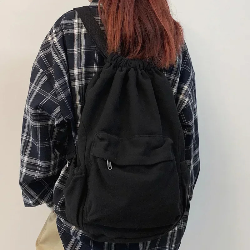 Selling Women Canvas Cute Drawstring Backpack Fashion High Quality Laptop School Bag Cool Travel School Bag Bolsa 240809