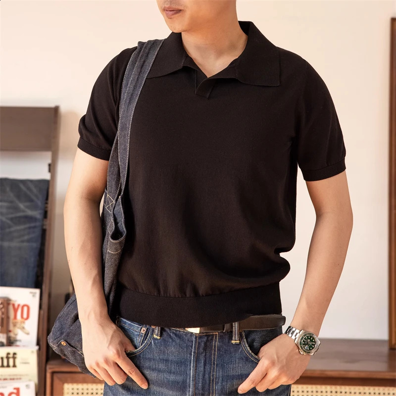 Red Tornado Italian Style Knit Polo Shirt Smart Casual TurnDown Collar Tee Slim Fit 240810