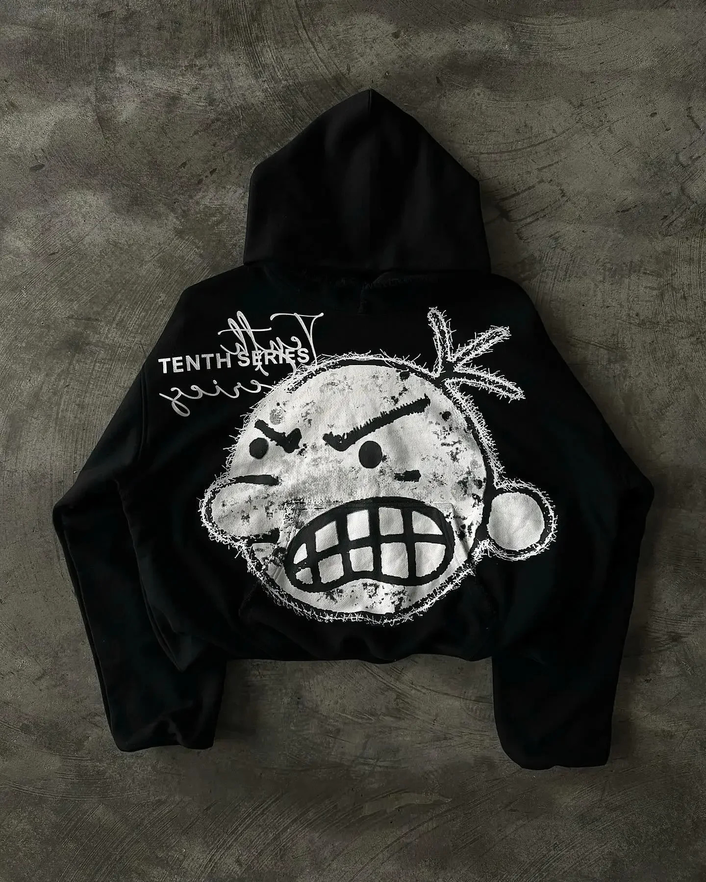 Y2K cartoon graphic printing super large hooded sweatshirt for men and women retro Harajuku Gothic streetwear black zipper hooded sweatshirt240812
