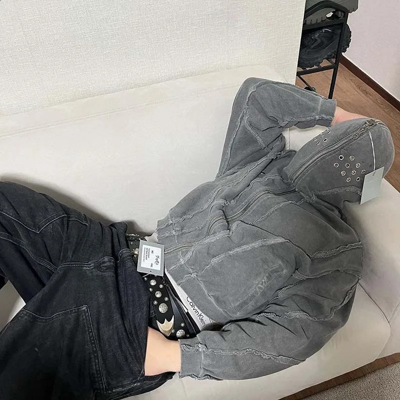 Oversized Hi Street Vintage Sweatshirt Men Harakuju Washed Streetwear Hoodies Coats 240810 - view 5