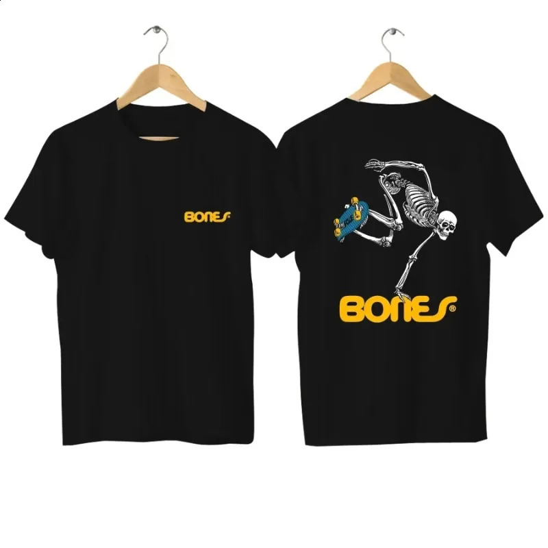 Powell Peralta Bones Skateboarding Printed Mens Tshirt Oneck Short Sleeve High Quality Street Clothing Summer Womens Top 240810