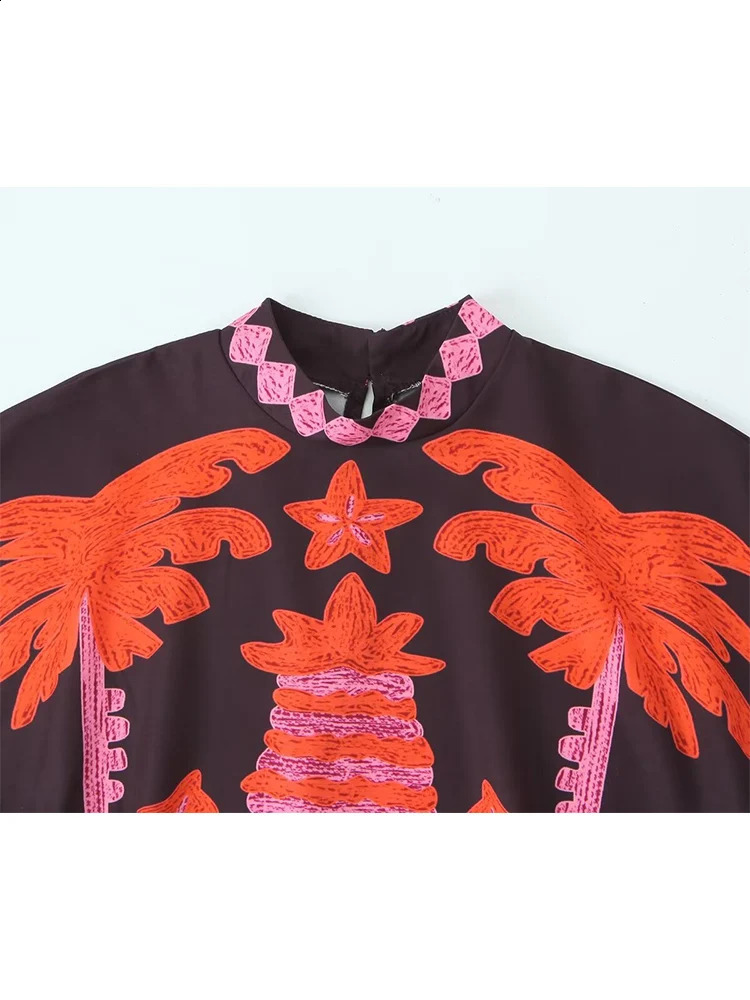 TRAF twopiece womens printed ski set elegant round neck sleeveless top waist fashionable street 240810