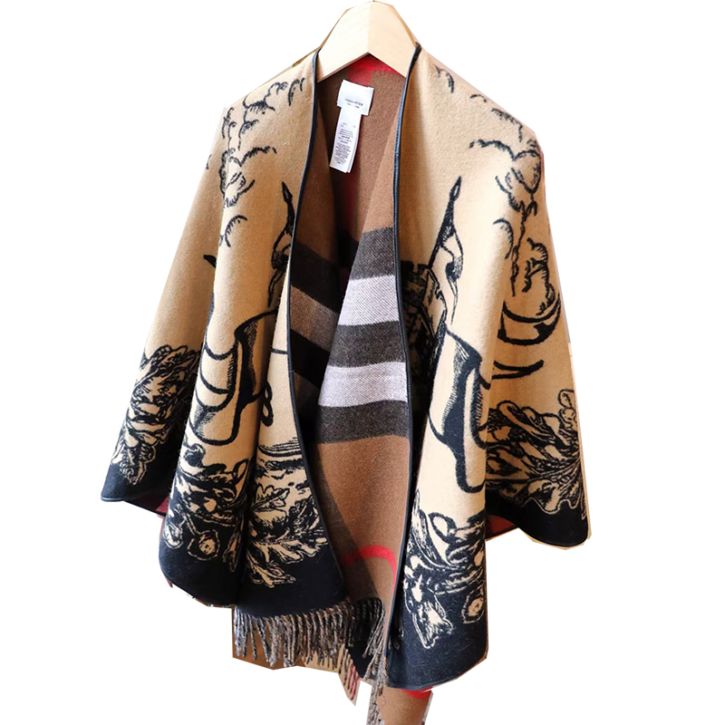 Wool cashmere cape designer cape Women's and men's Outerwear Coats fashion scarves autumn and winter cape coat shawl Hooded cape 140cm*140cm B Warhorse