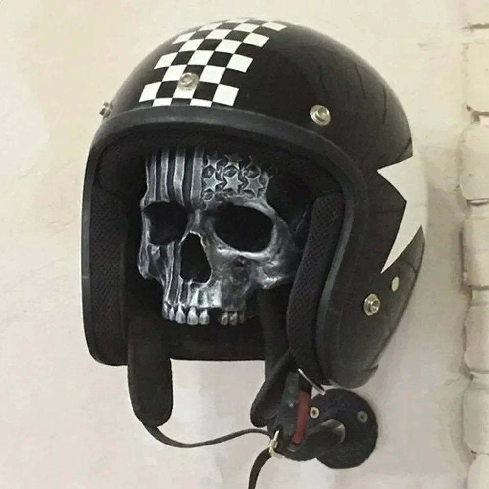 Creative Cool Skull Motorcycle Helmet Holder Wall Mounted Adult Helmet Hanger Coat Storage Rack Bicycle Helmet Halloween Decor 240810