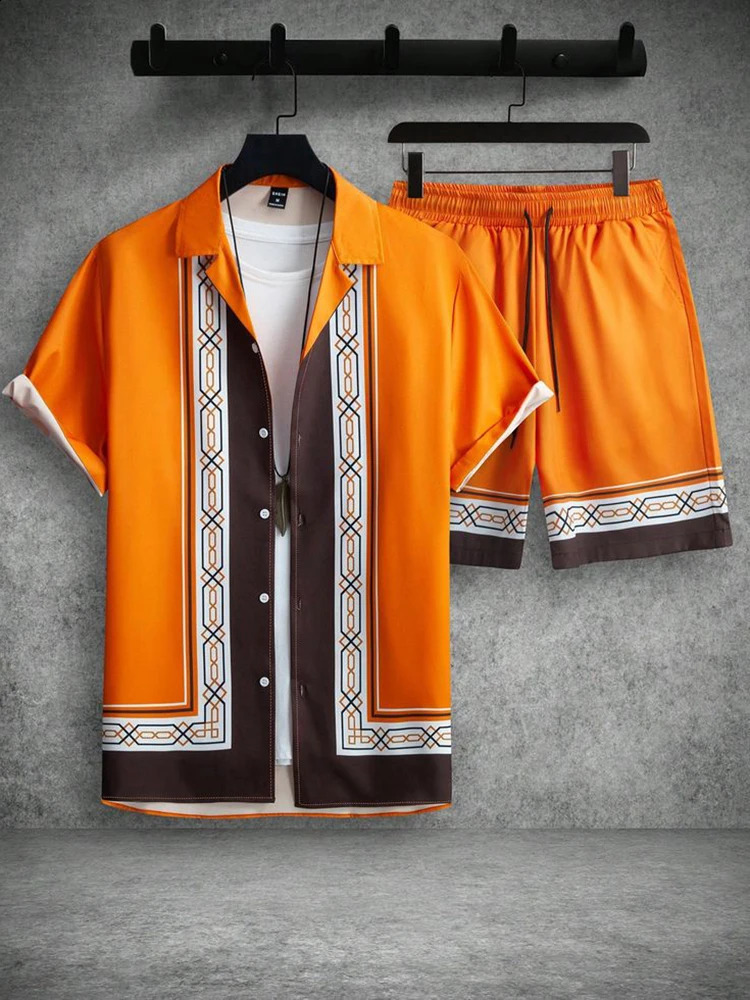 Everyday Fashion Mens Shortsleeved Shirt Summer And Beach Shorts Suit Street Casual 240819