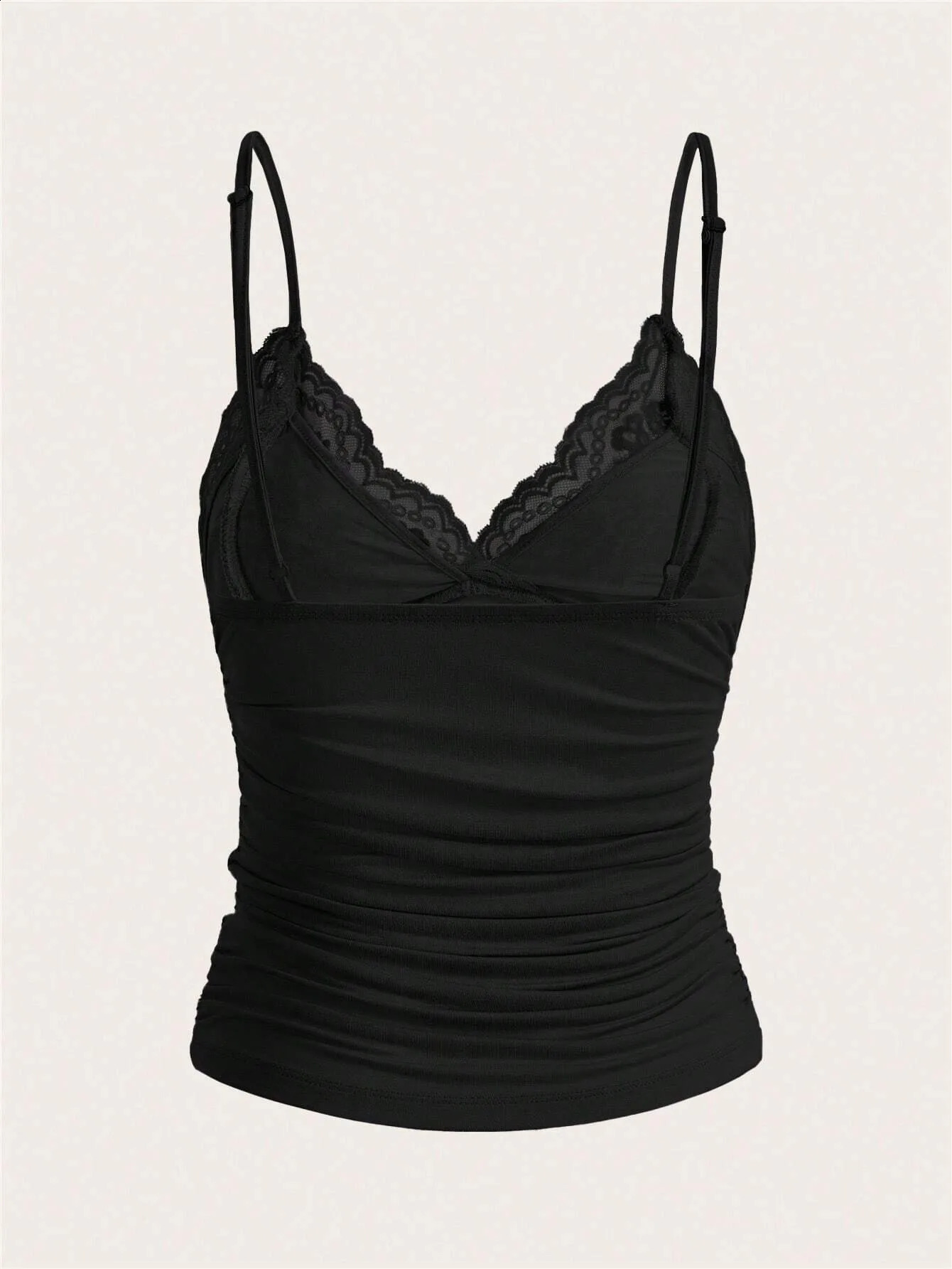 Sexy Black Contrast Lace Bow Front Crop Cami Top Women Summer Grunge Punk Y2K Clothes Ruched Skinny Backless Tee Shirt 240810