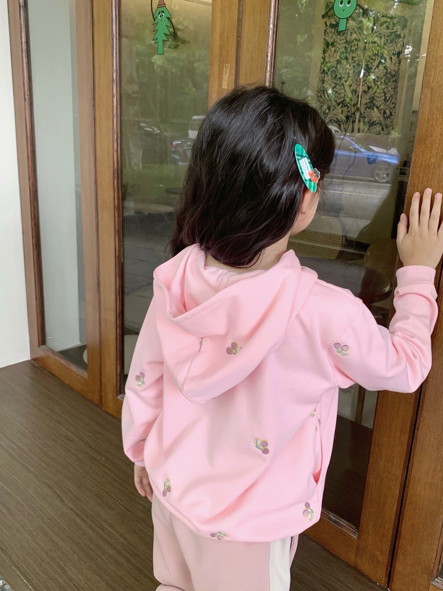 Kids Girl Hoodies Cherry Printed Clothing Fashion Autumn Sports Suit Baby Girls Hooded Hoodie Pink Sweatshirts