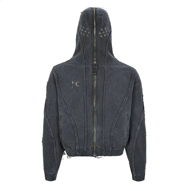 Oversized Hi Street Vintage Sweatshirt Men Harakuju Washed Streetwear Hoodies Coats 240810