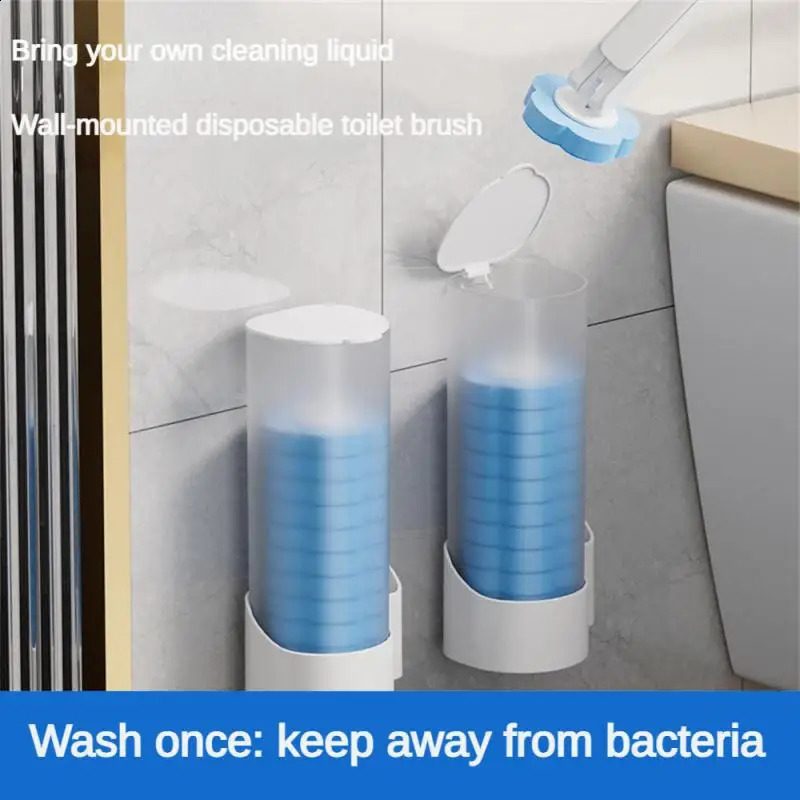 Disposable Toilet Brush Cleaner With Long Handle Bathroom Cleaning Sponge Brush With Replaceable Brush Head Toilet Accessories 240810