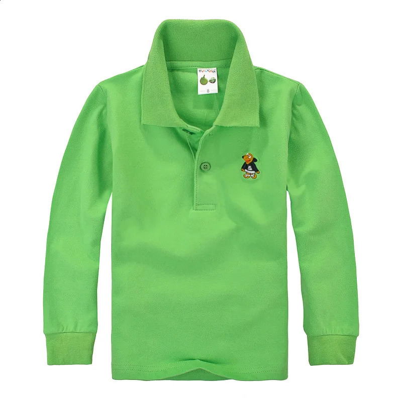 Kids Polo Shirts Fashoin Breathable Spring Autumn Boys And Girls Tops Tees Long Sleeve Solid Color Children Clothes 3-14Y 240810