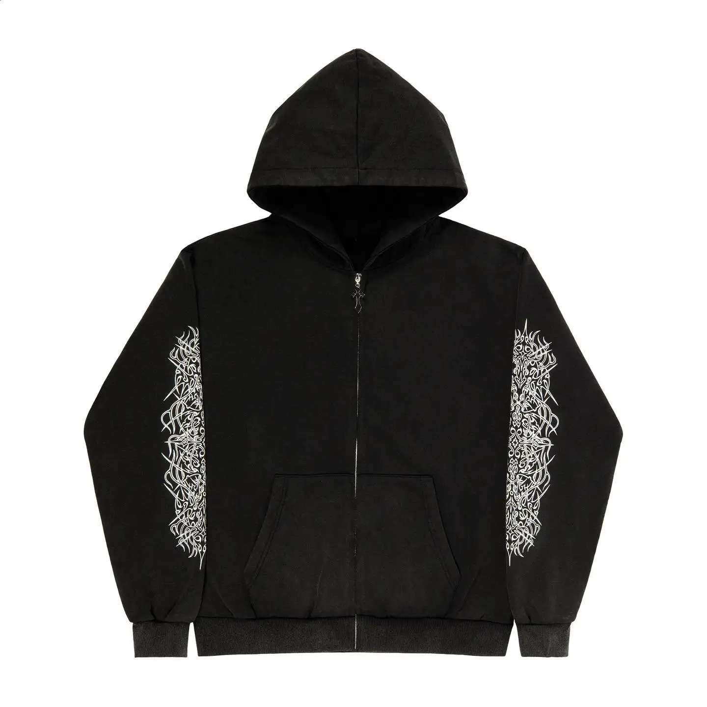 Harajuku Hip Hop Retro Printed Sweatshirt Clothing Kawaii Anime Gothic Y2K Street Womens Fashion Skull Zipper Hoodie240810