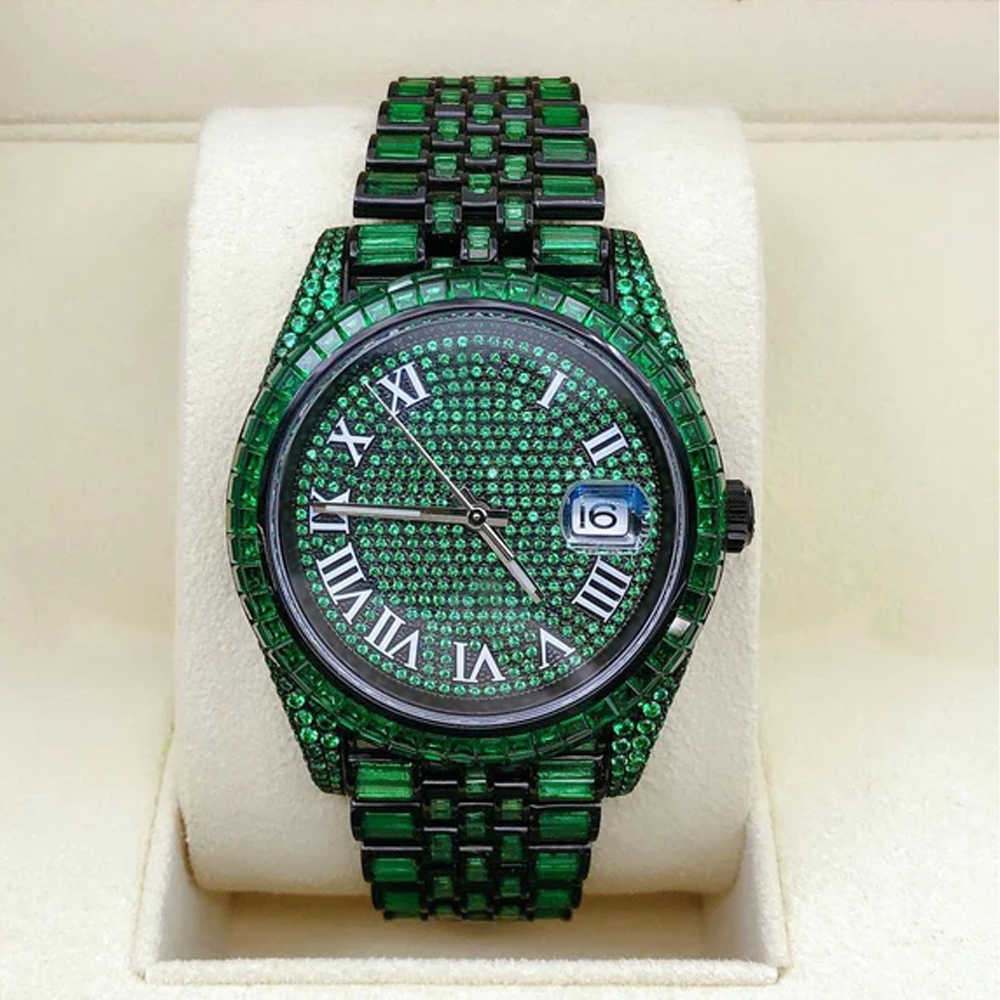 Custom Bling Full Diamond Watch VVS Moissanite Hip Hop Iced Out Stainless Steel Mechanical Watches