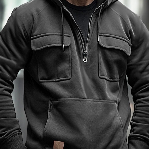 Men's hoodie, youth casual sports, autumn and winter new item, hooded solid color, loose fit