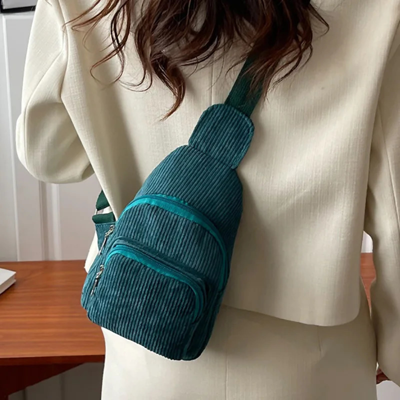 ly Women Chest Pack 2023 Bags for Female Sling Crossbody Shoulder Bag Casual Girls Corduroy Messenger 240810Z