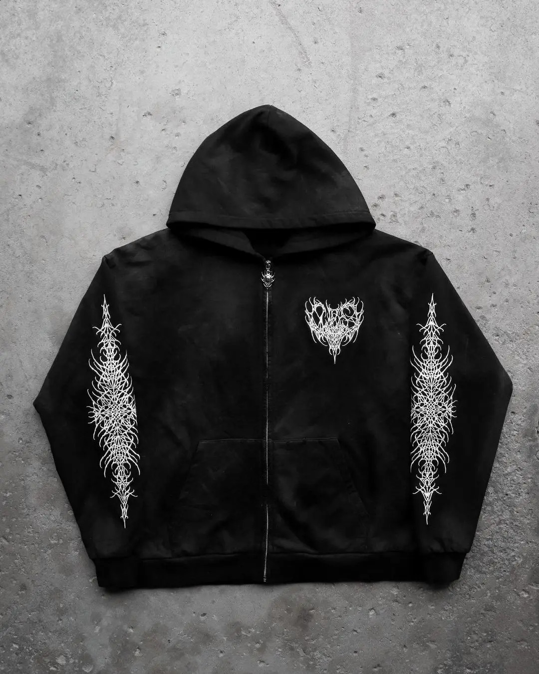 Harajuku Hip Hop Retro Printed Sweatshirt Clothing Kawaii Anime Gothic Y2K Street Womens Fashion Skull Zipper Hoodie240810