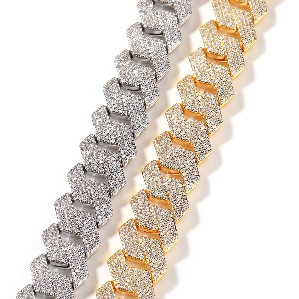 gold cuban k chain for men micro inlaied 4 row bg cz dia 20MM wide spring buckle iced out chains necklace designer prong rock hip hop jewelry woman ch