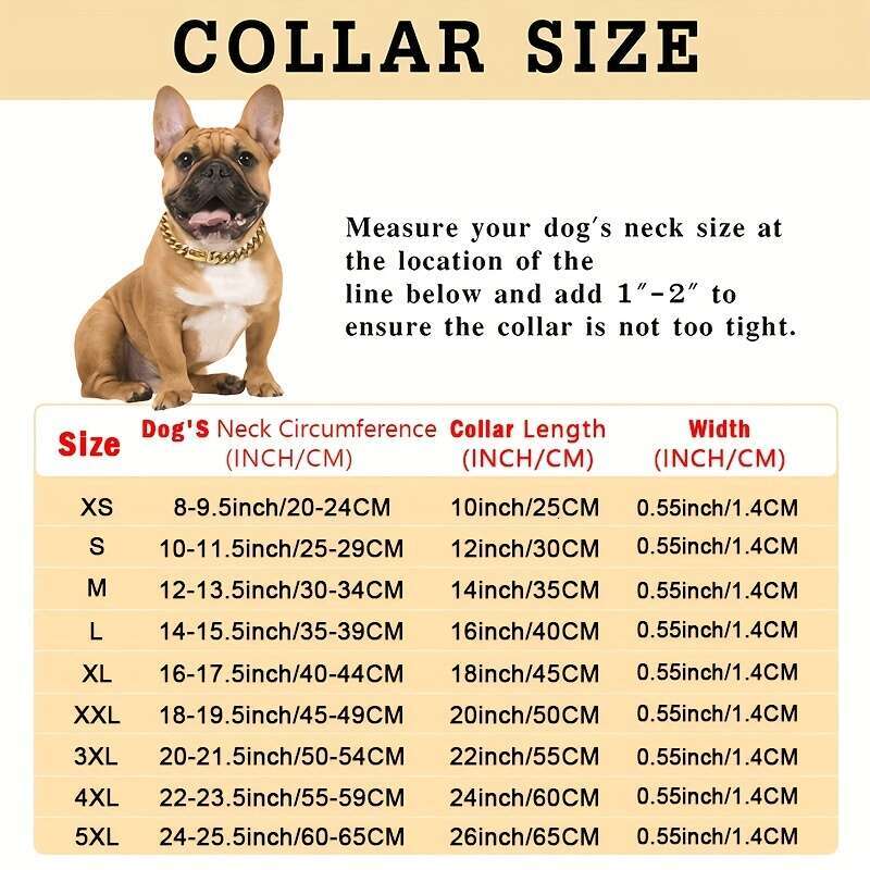 Heavy Duty Waterproof Cuban k Dog Collar with Stainless Steel Buckle - Durable Pet Necklace for Large Breeds