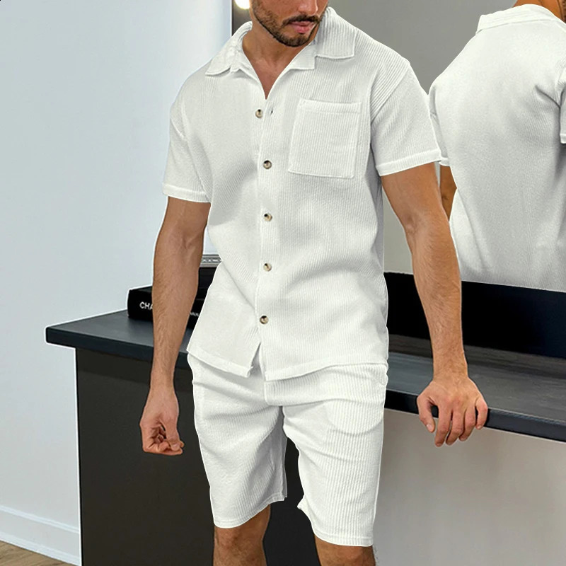 Summer Solid Color Sports Suit MenS Short Sleeved T-Shirt Shorts Fashion Two-Piece Set M-3xl o240813
