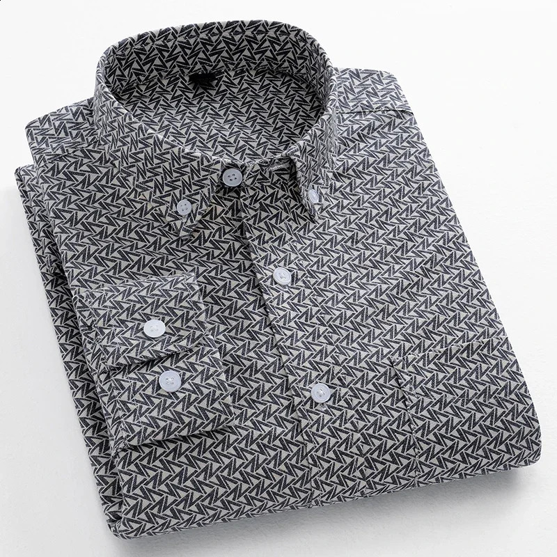 Mens cotton Oxford striped casual long sleeved shirt fashion business peoples office daily classic mens top regular240810