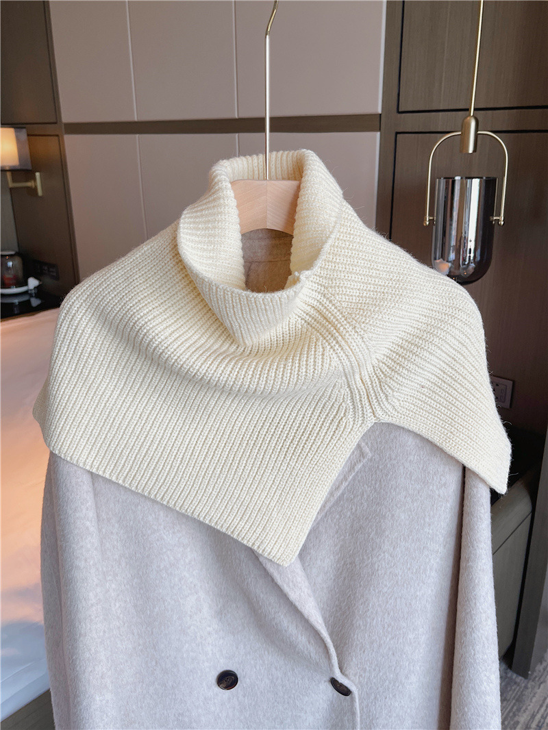 Scarf for Women in Winter New Fashion with Pullover Scarf for Women Solid Color Korean Style Versatile Neck with Wool Knitted Shawl